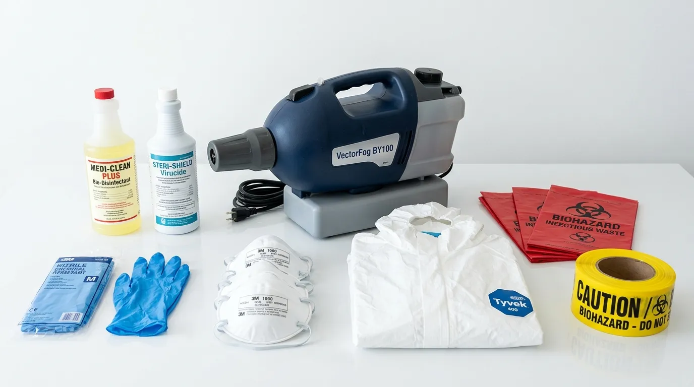 Professional biohazard remediation crew working in Thiells